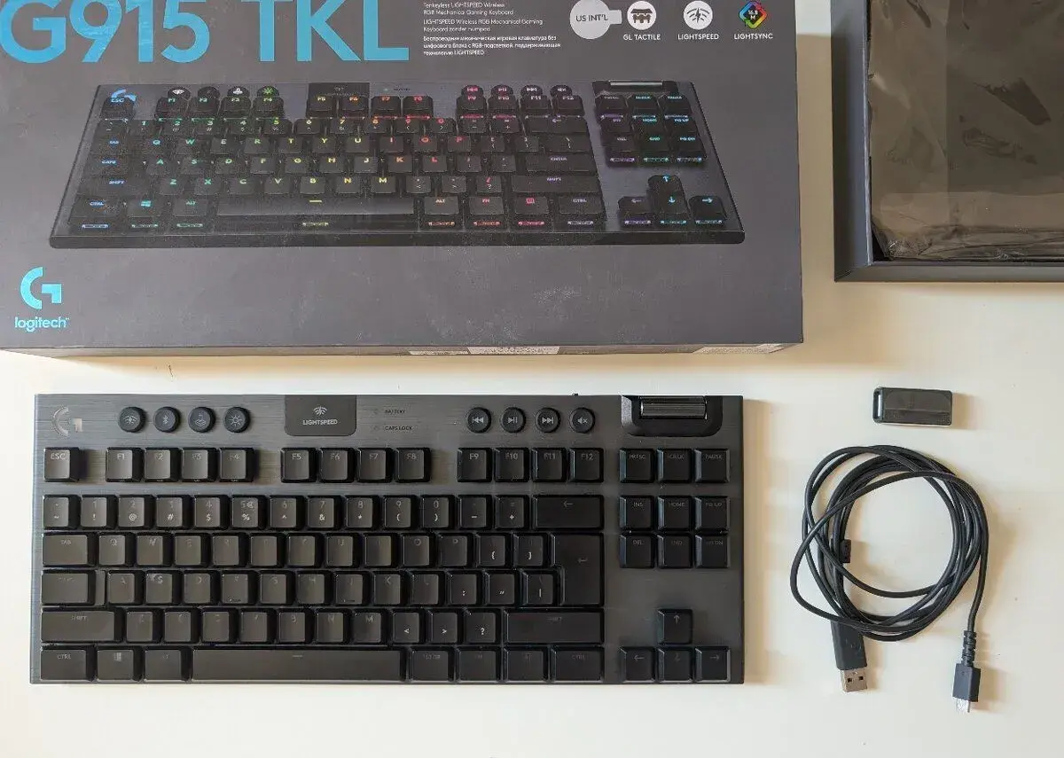 Logitech G915 LIGHTSPEED TKL Wireless RGB GL Tactile, carbon