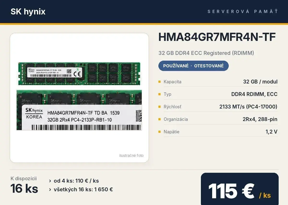 32GB DDR4 ECC RDIMM SK hynix 2133 – 16 kusov