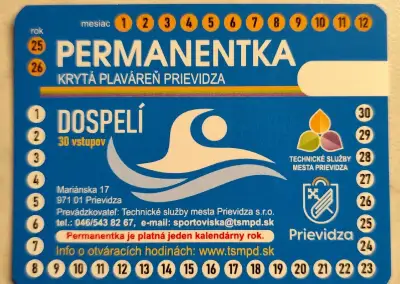 Permanentka krytá plaváreň Prievidza