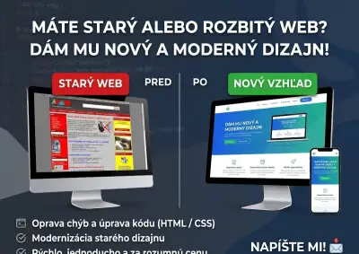 Potrebuje váš web nový dych?Opravím,vylepším a zmodernizujem