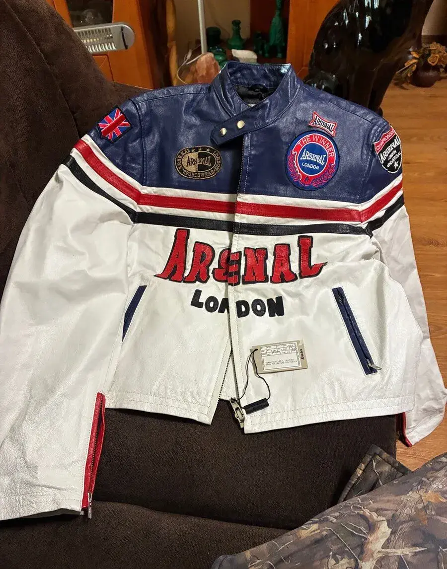 Vintage kožená bunda ARSENAL LONDON (90s) - NOVÁ S VISAČKOU