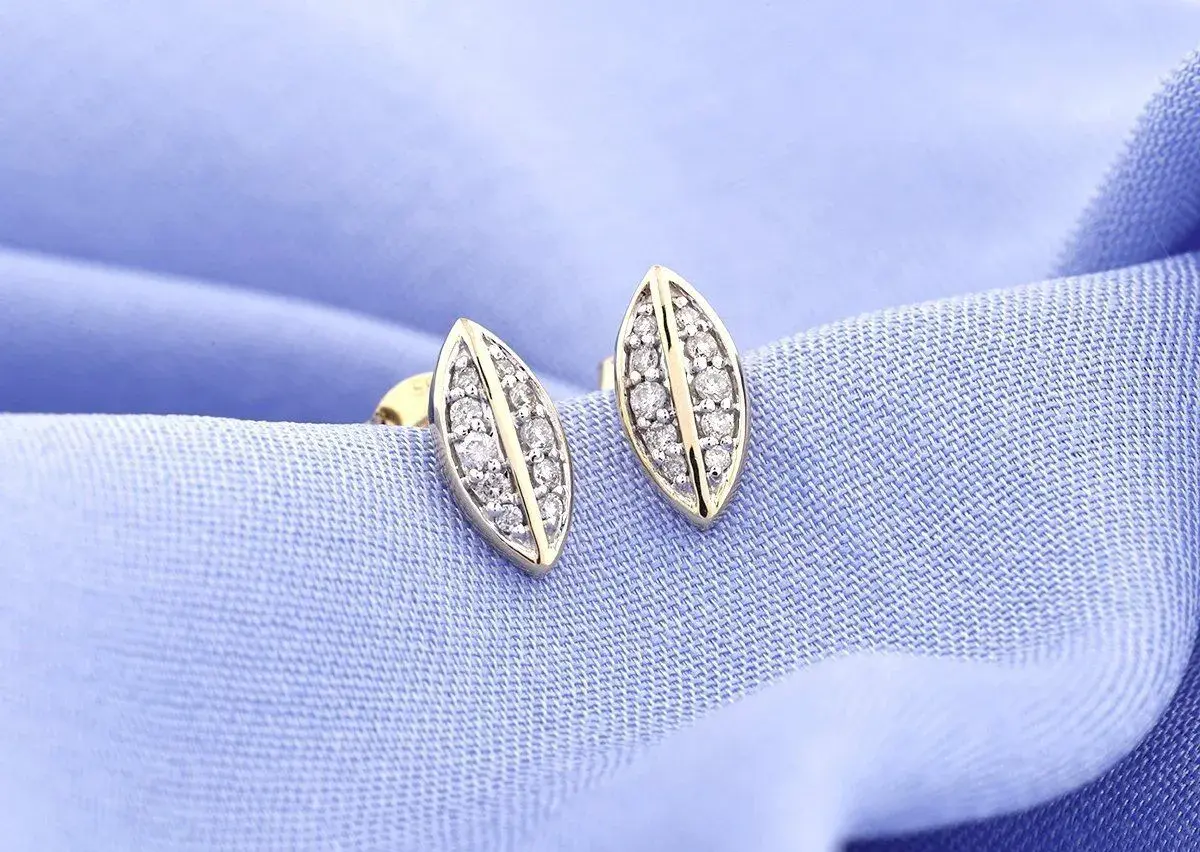 Náušnice 14ct žlté zlato, 20 prírodných diamantov 0,12ct