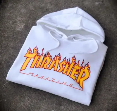 Thrasher Flame Hood White