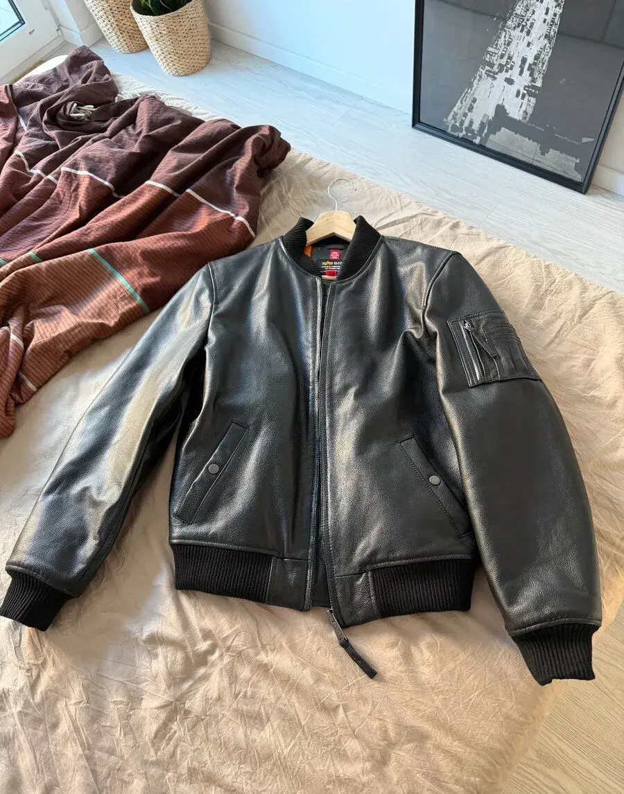 Pánska bunda z prírodnej kože Alpha Industries MA-1 Bomber