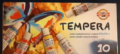 Úplne nové nepoužité kvalitné temperové farby 10 ks,