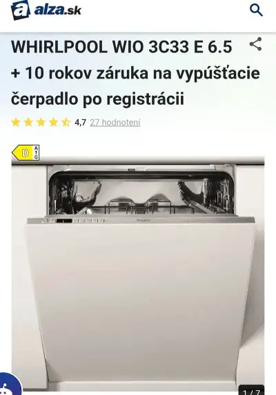 Umývačka riadu WHIRLPOOL WIO 3C33 E 6.5