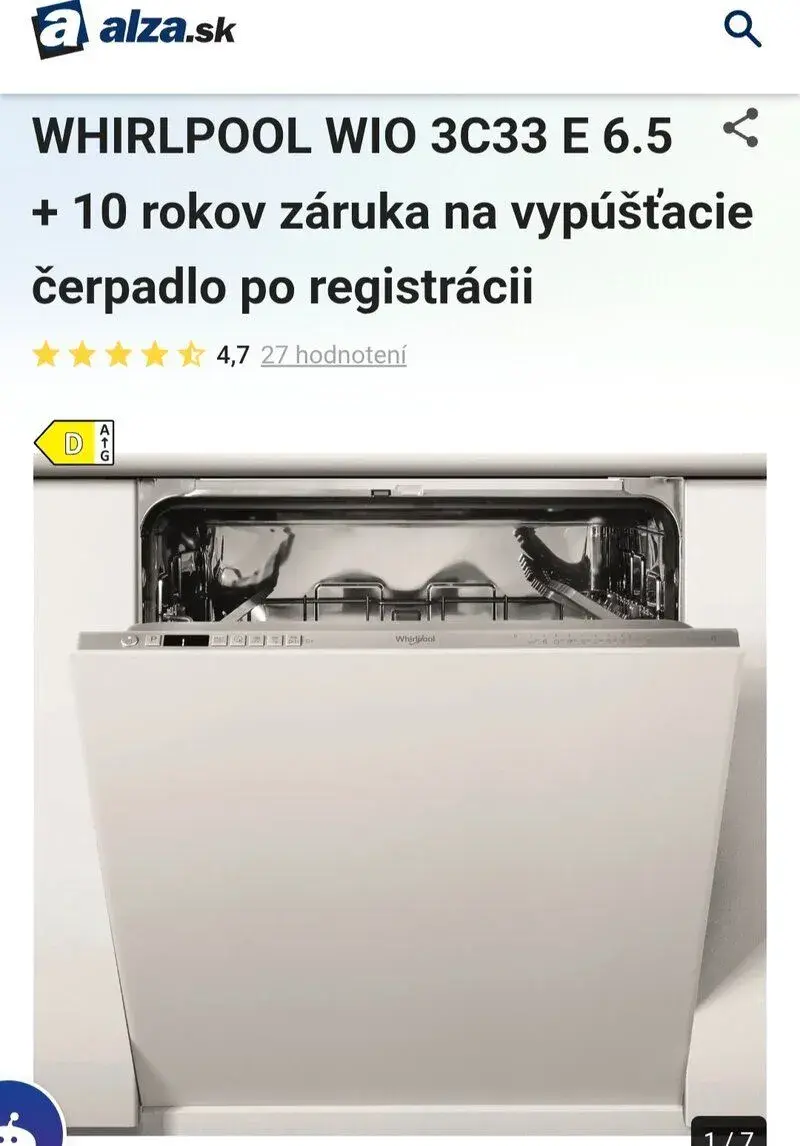 Umývačka riadu WHIRLPOOL WIO 3C33 E 6.5
