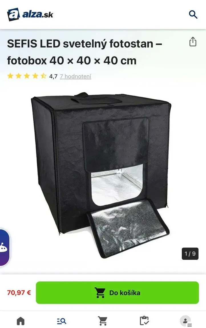 LED svetelný fotobox 40x40 cm – len vyskúšaný, stav nového