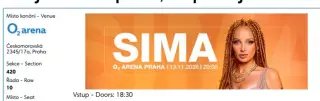 Sima-Praha vstupenky