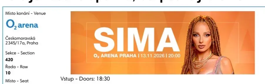 Sima-Praha vstupenky