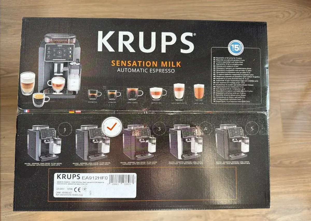 Automatický kávovar Krups EA912HF0 Sensation milk antracitov