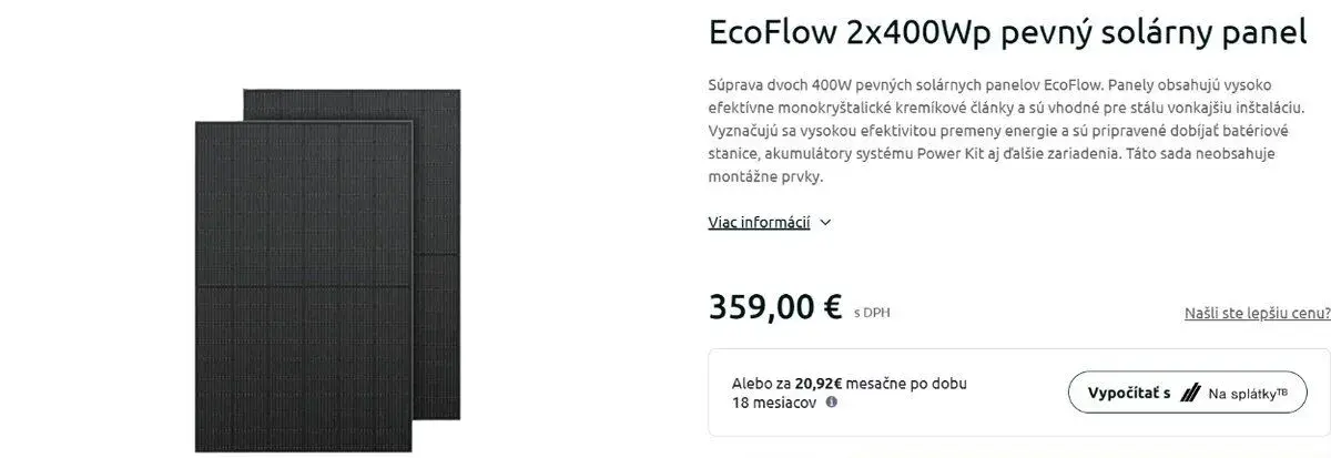 4x 400W pevné solárne panely EcoFlow + príslušenstvo - Nové