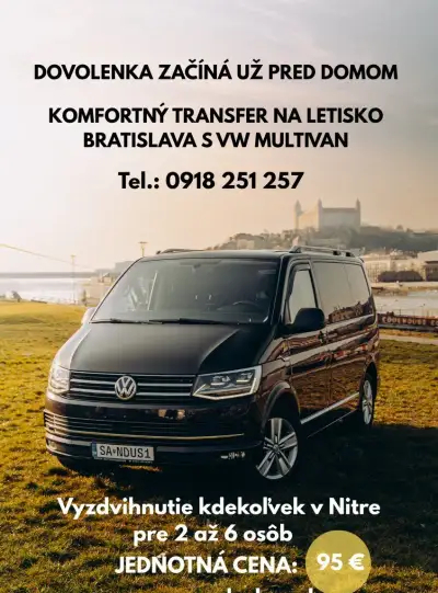✈️Preprava osôb, transfer na letisko BA s VW Multivan✈️
