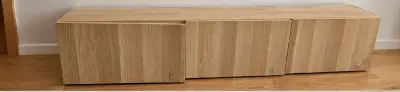 IKEA BESTÅ – TV stolík / skrinka (bielo morený dub), 180 cm