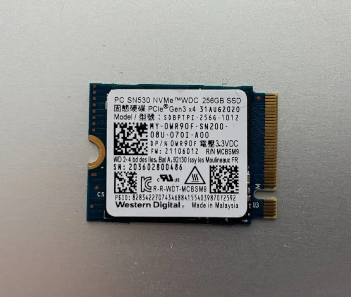 SSD Western Digital PC SN530 256 GB M.2 2230 NVMe