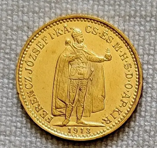 Uhorská 10 koruna FJI, 1913 kb, vzácnejší ročník