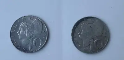 STARÉ STRIEBORNÉ RAKÚSKE MINCE - 10 SCHILLING 1957 a