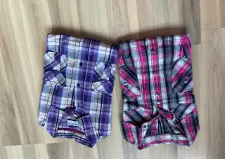 Dámske košele s dlhým rukávom ružová a fialová káro