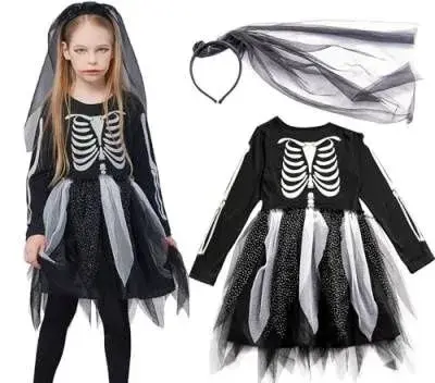 Dievčenský Halloween kostým kostlivec