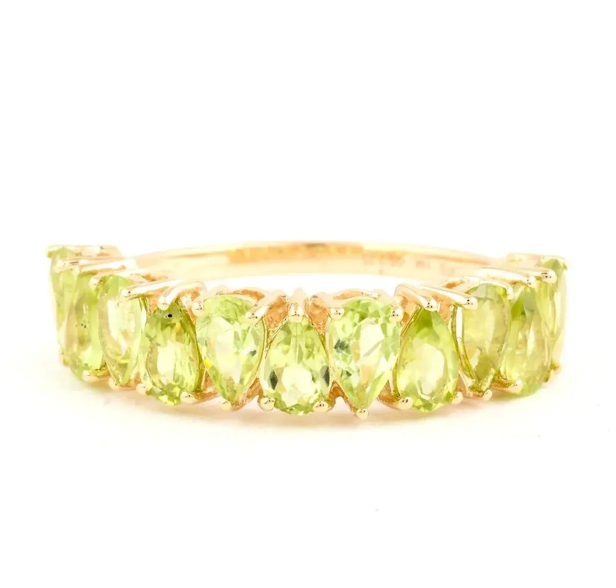 Half eternity prsteň 14ct žlté zlato, peridoty 2,25ct