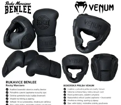 Boxerské rukavice BENLEE + prilba VENUM + bandáže – stav