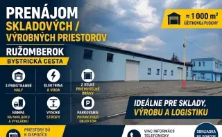 PRENÁJOM SKLADOVÝCH / VÝROBNÝCH PRIESTOROV