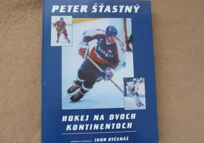 Kniha P. Šťastný - Hokej na dvoch kontinentoch / DVA PODPISY