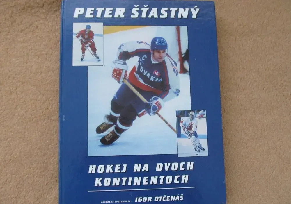 Kniha P. Šťastný - Hokej na dvoch kontinentoch / DVA PODPISY