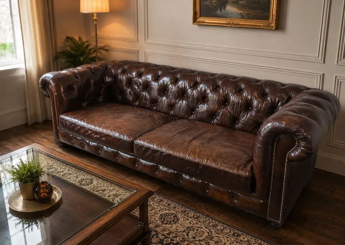 Kožený gauč chesterfield