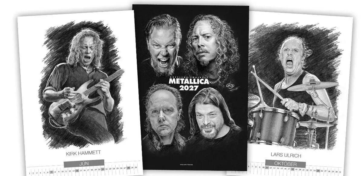 kalendár kreslených portrétov Metallica 2027