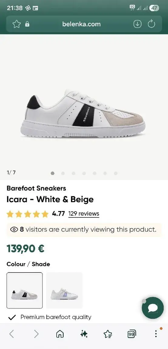 Barefoot Sneakers Icara - White & Beige