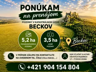 Prenajmem poľnohospodárske a lesné pozemky – Beckov