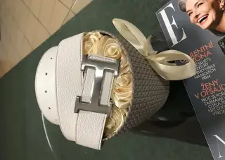 NOVÝ HERMES pánsky opasok white