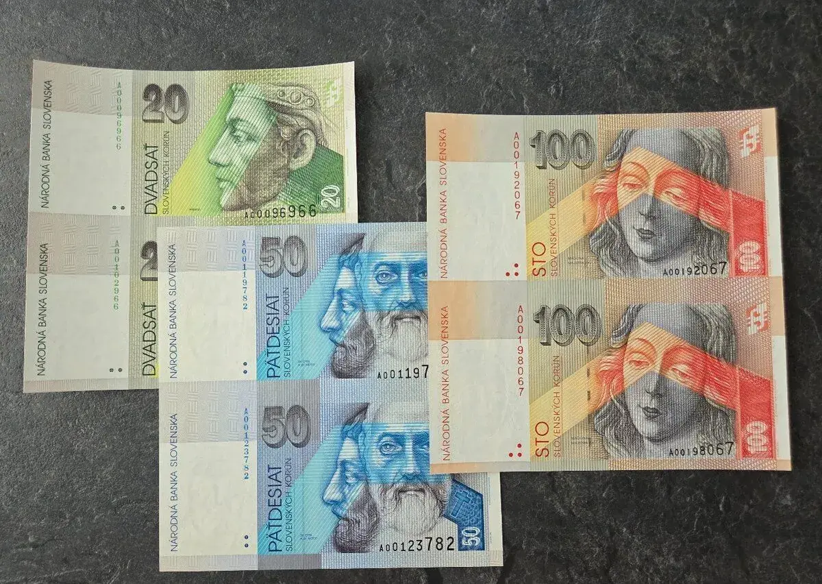 Časti archov bankoviek SR stave N (UNC)