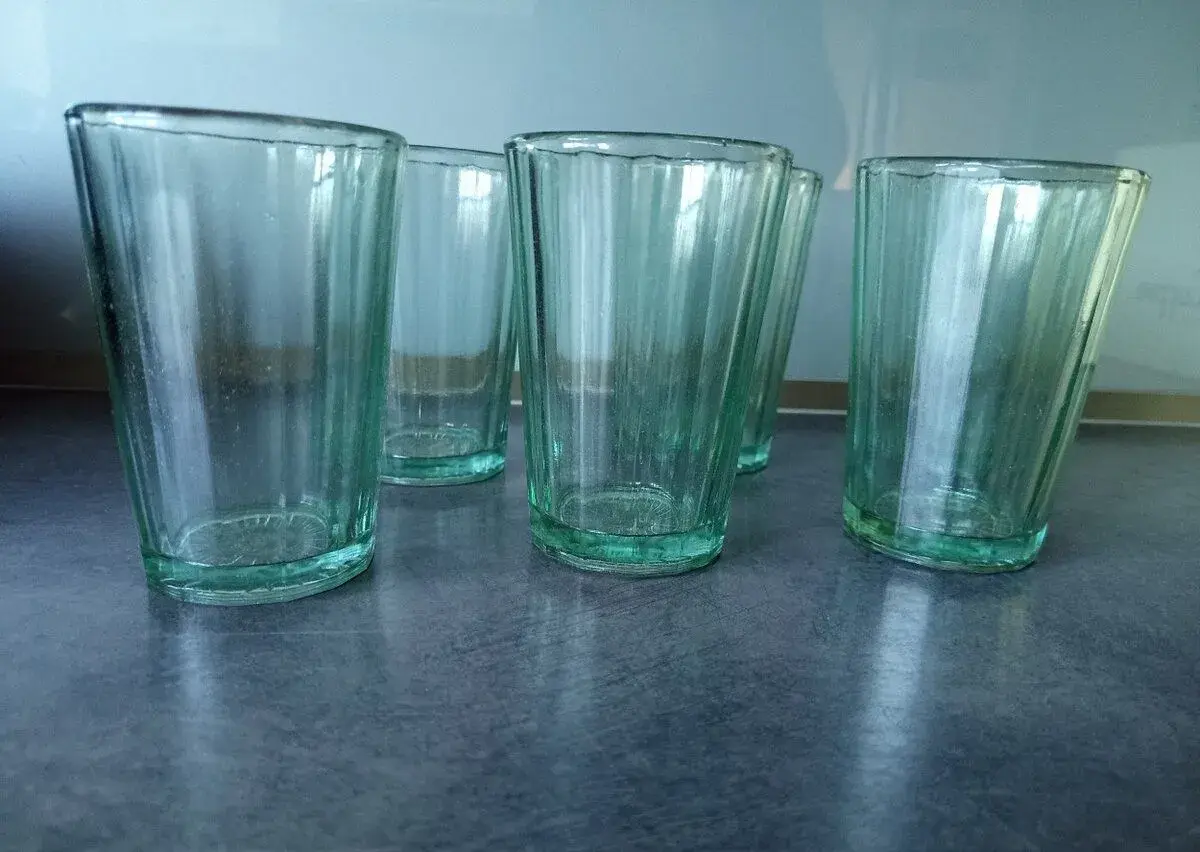 Retro poháre v zelenom skle, 6ks