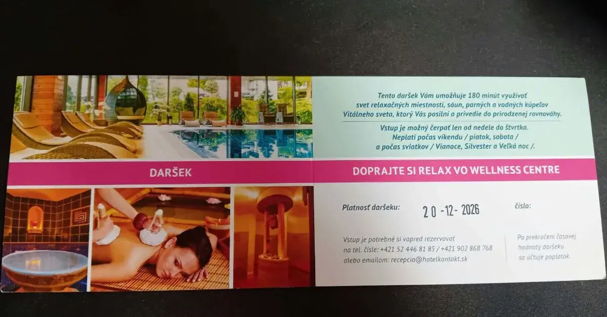 Vstupenky do wellnessu hotela Kontakt