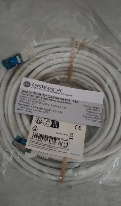 LAN Premiumcord patch kábel S/FTP CAT6A, biely 15 m