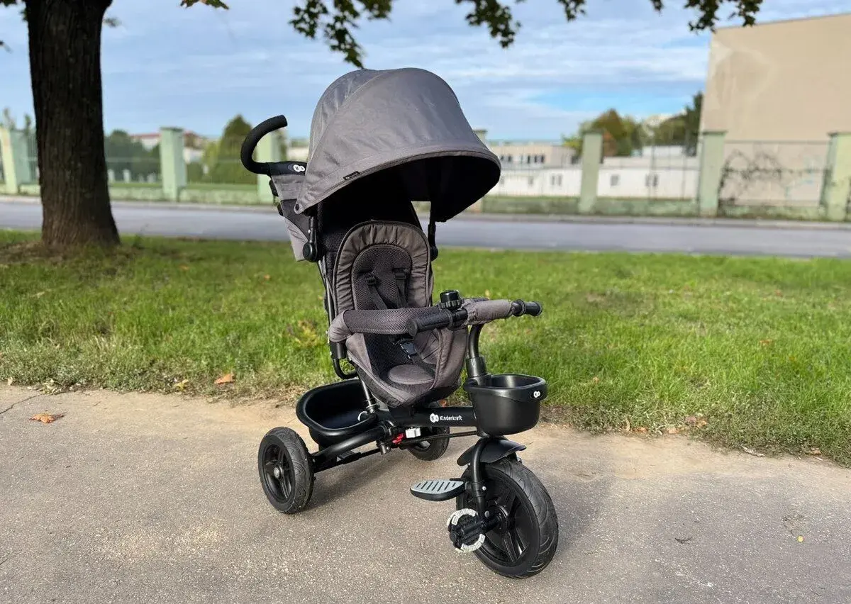 Detskú trojkolku Kinderkraft AVEO (tmavosivá) – takme