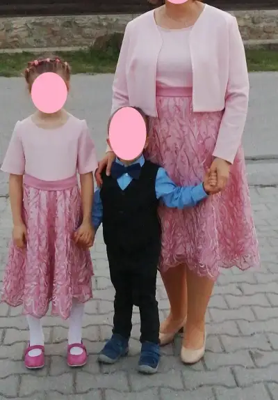 Príležitostné šaty mama a dcéra s bolerkom 44+122/128