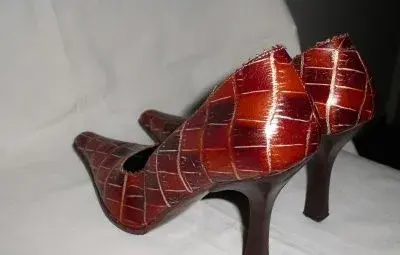 Oranžové lodičky kožené – kocky