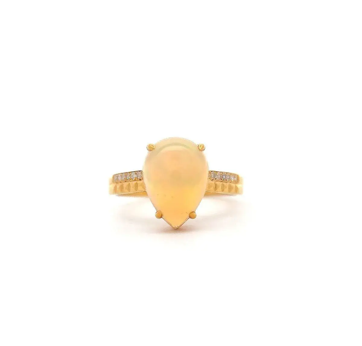 Prsteň 14ct žlté zlato, prírodný opál 2,19ct a diamanty, IGI