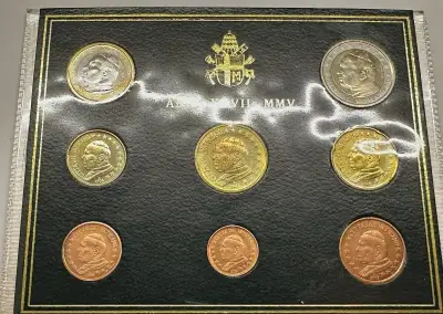 Vatikán 2005 Sada obehových mincí 1cent-2euro-Ján Pavol II