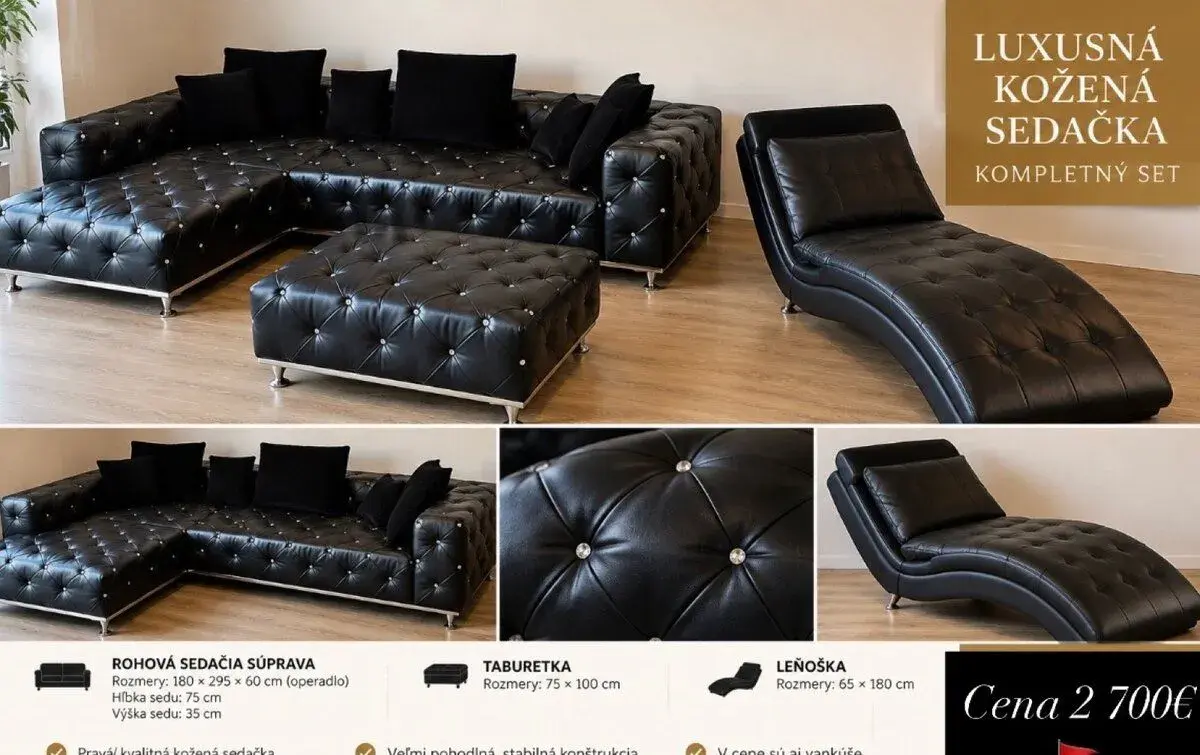 Luxusná kožená sedacia súprava