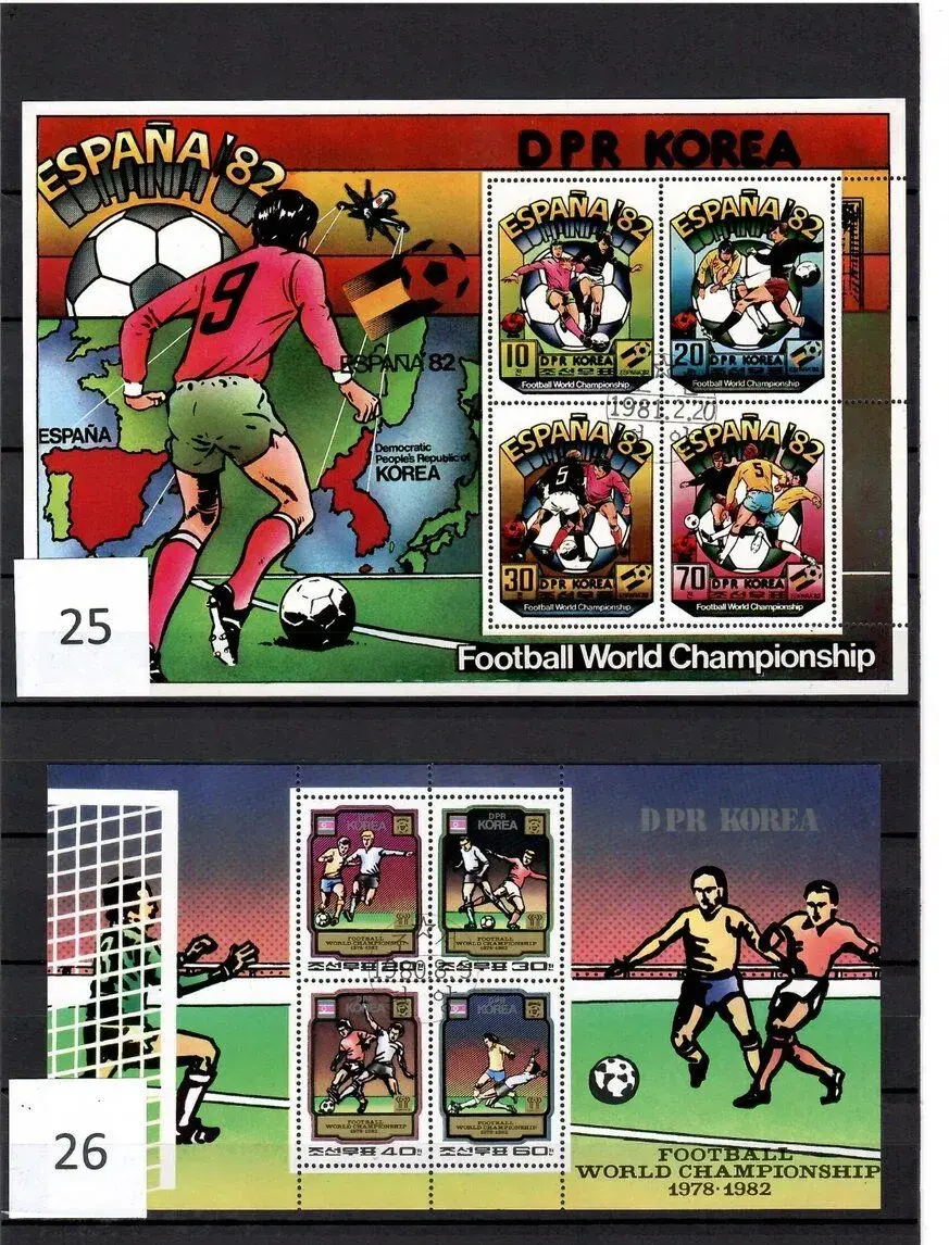 Známky a aršíky - šport, futbal 3.