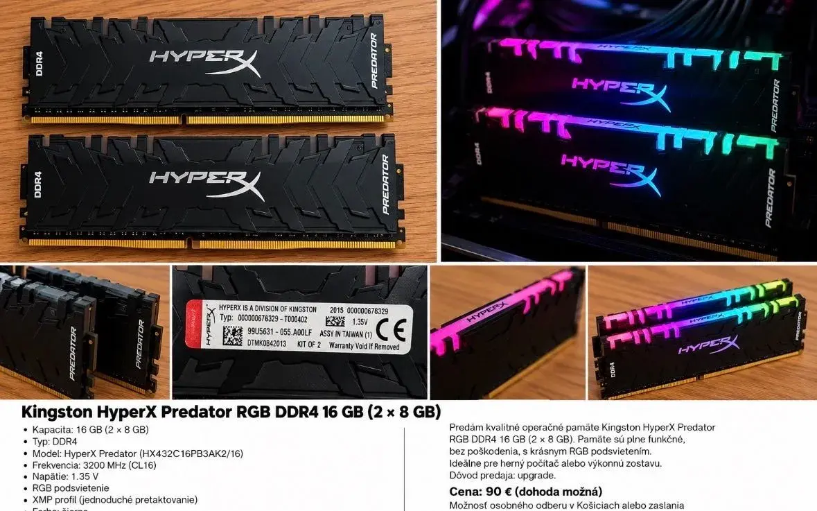 Kingston HyperX Predator RGB DDR4 – 16 GB (2× 8 GB)