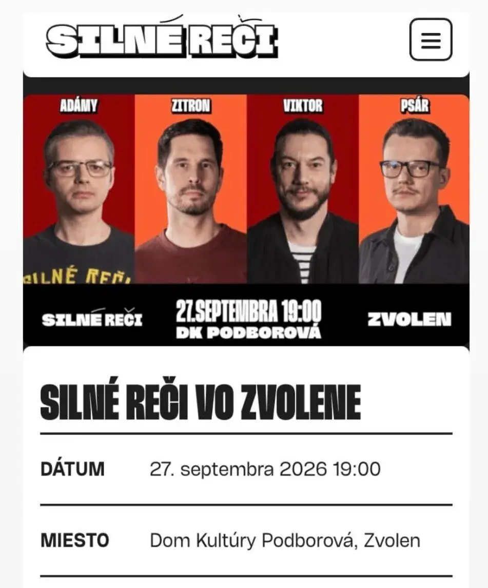 Silné Reči vo Zvolene-2 vstupenky