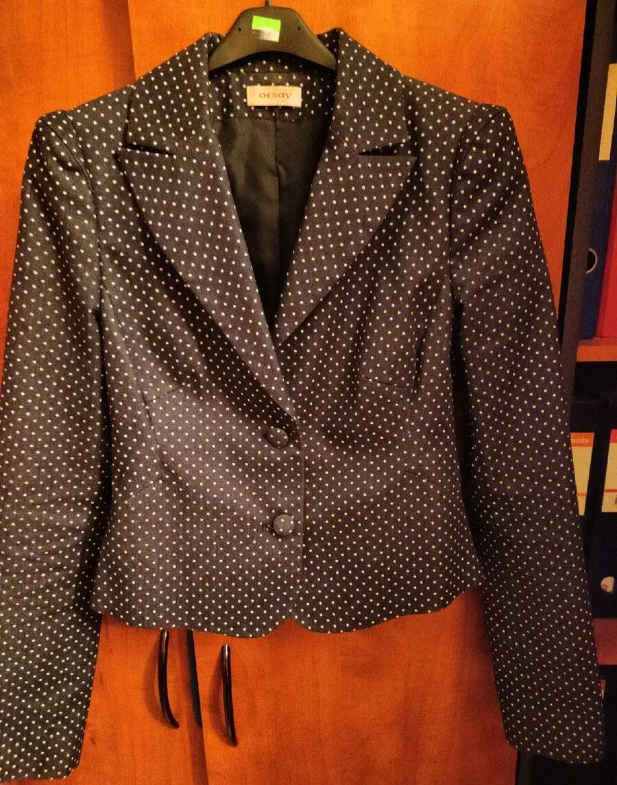 Elegantné bodkované dámske sako 34/36 akcia 5€