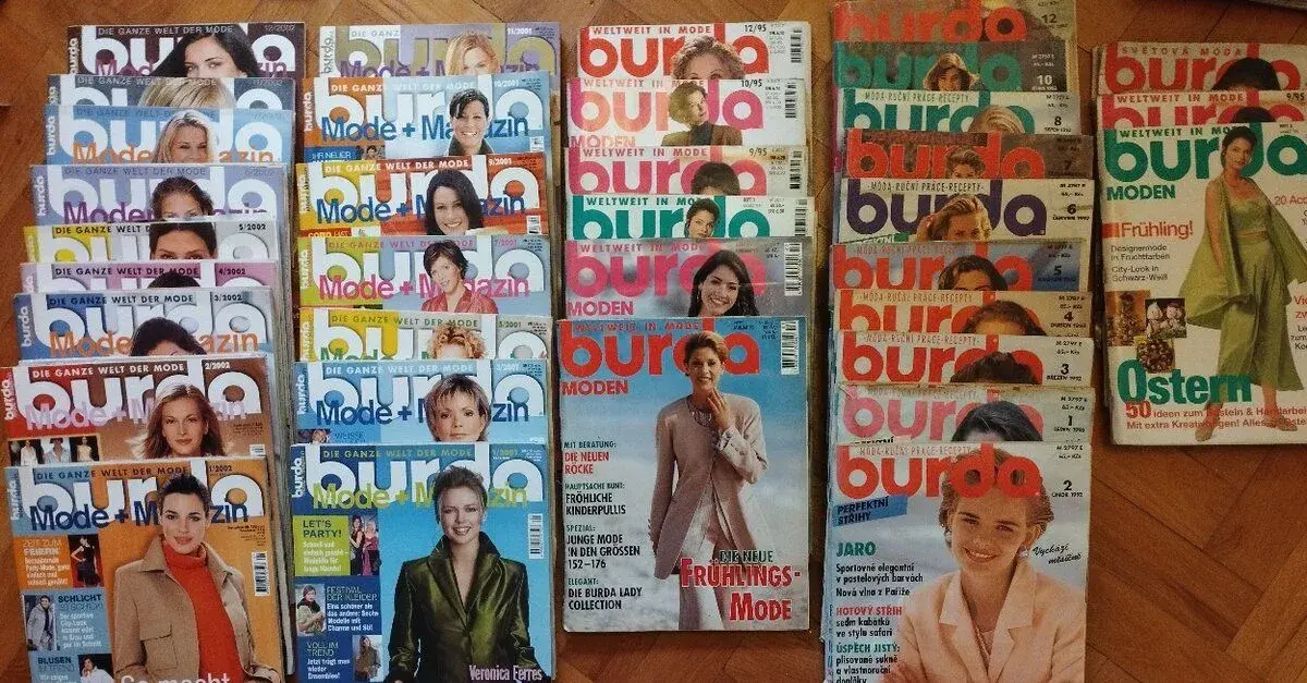 Staršie časopisy (168 ks) o šití Burda, Neue mode
