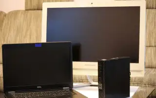 Trio počítačov All in One, Notebook DELL, MiniPC DELL