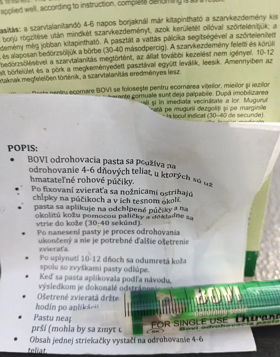 Bovi pasta na odrohovanie